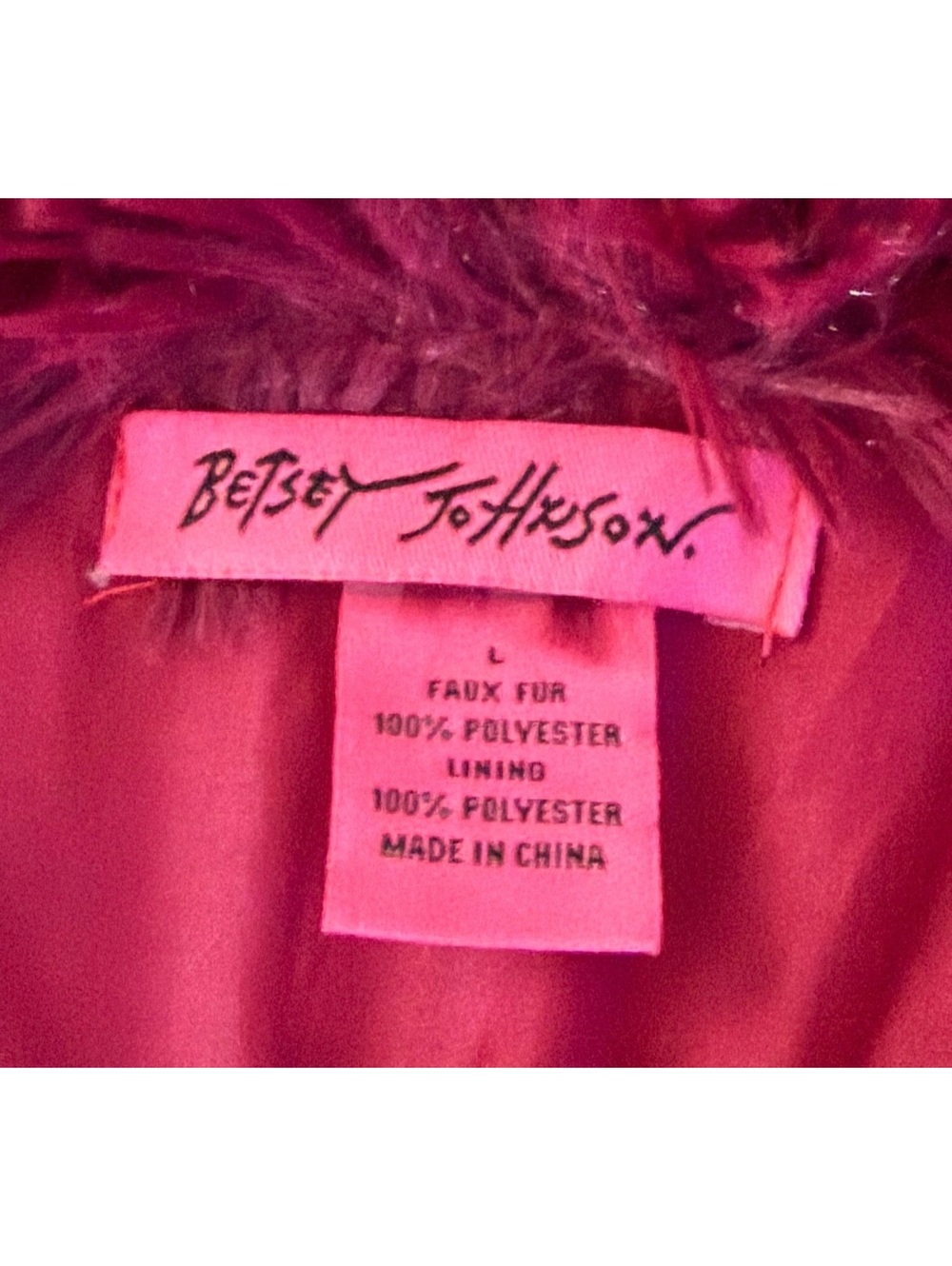 Betsey Johnson Faux Fur Vest L - Picture 3 of 3